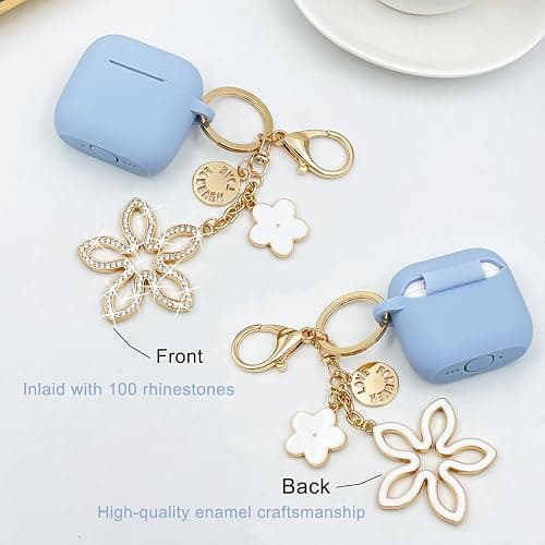 Compatible with AirPods 4 Case 2024, Silicone Protective Skin for Air pod 4 with Bling Keychain, Cover for Apple iPod 4th Generation Wireless Earbuds with Cleaner Kit (Sky Blue) thumbnail 7