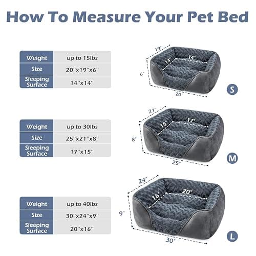 INVENHO Large Dog Bed for Large Medium Small Dogs, Rectangle Washable Orthopedic Dog Bed, Soft Calming Sleeping Puppy Bed Durable Pet Cuddler with Anti-Slip Bottom L(30"x24"x9") thumbnail 2