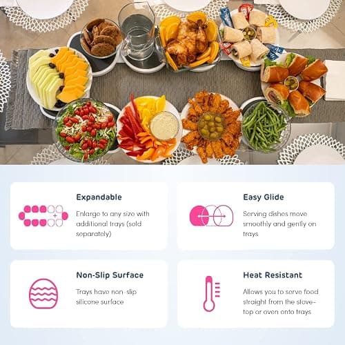 The Lazy Susan Revolution - Full Set - Dark Gray - The First Patented Lazy Susan Turntable Expandable for Rectangular & Oblong Tables - Kitchen & Dining Tables - Great Gift! Parties & Gatherings. thumbnail 4