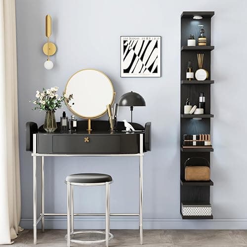 Fixwal 7 Tier Wall Shelf with LED Lights Lack Shelf for Room Decor (Black) | 76.8in Tall, Holds 11Lbs per Tier, Flexible Section Installation, Fits Any Room Decor thumbnail 7