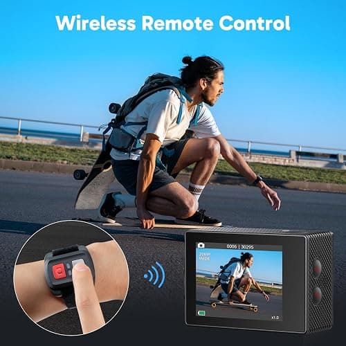 AKASO EK7000 4K30FPS 20MP WiFi Action Camera with EIS Ultra HD 131FT Waterproof Underwater Camera Remote Control 4X Zoom Support External Microphone Black thumbnail 6