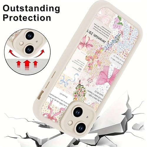 Aoldimu 2 Pack Collage Jesus Bible Verses Bow Phone Case for iPhone 13 mini 5.4" for Women Girls,God Jesus Faith Floral Bear Design Soft Shockproof Protective Cover for iPhone 13 mini thumbnail 3
