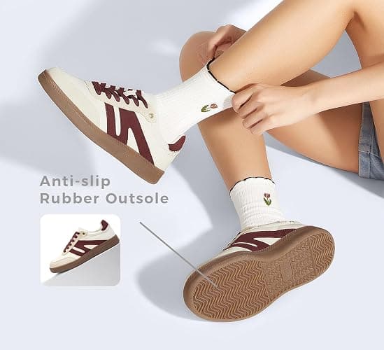 LUCKY STEP Women Classic Retro Gum Sole Fashion Sneakers Casual Tennis Skate Shoe Genuine Leather Walking Footwear Anti Slip Trainers thumbnail 4