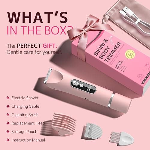 CoolHair Bikini Trimmer for Women,Smooth Electric Razor for Sensitive Skin, IPX7 Waterproof Wet & Dry Cordless Body Shaver & Grooming Set for Bikini Area, Pubic Hair, Face, Underarms & Legs (Pink) thumbnail 7