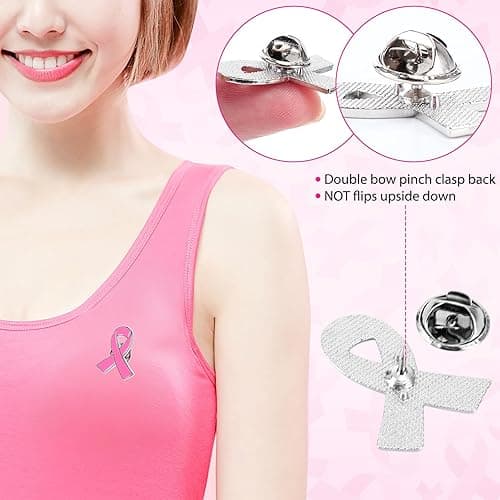 Shyyween Breast Cancer Awareness Sock Gifts Include Pink Ribbon Socks Silicone Bracelets Pink Lapel Pins Thank You Card Organza Bags for Breast Cancer Charity Event Survivor Campaign Supplies thumbnail 4
