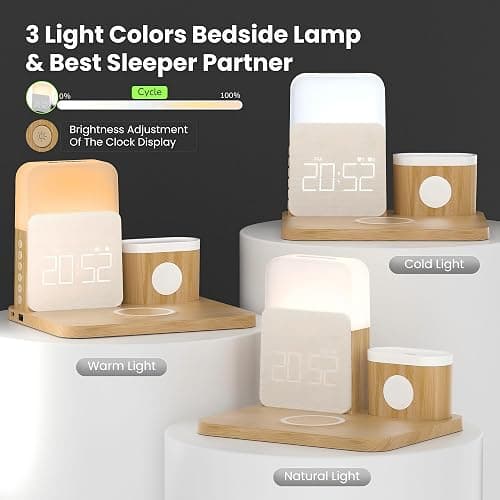 7 in 1 Wireless Charging Station, Alarm Clock with Wireless Charger for Bedrooms, Magnetic Charger with Night Light Bedside Clock for iPhone 16 15 14 13 12 Pro Max, Apple Watch, AirPods thumbnail 4