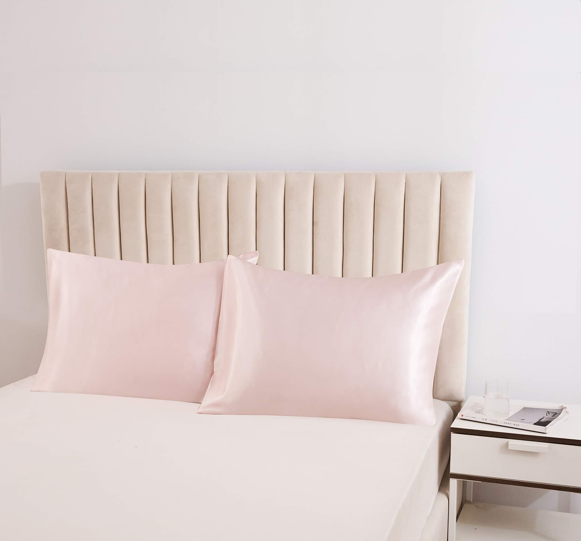Satin Pillowcase, T Tersely 2 Pack 20"x 30" Silk Satin Pillowcases for Hair and Skin Queen Size Pillow Case with Envelope Closure (Cream) - Cream thumbnail 5