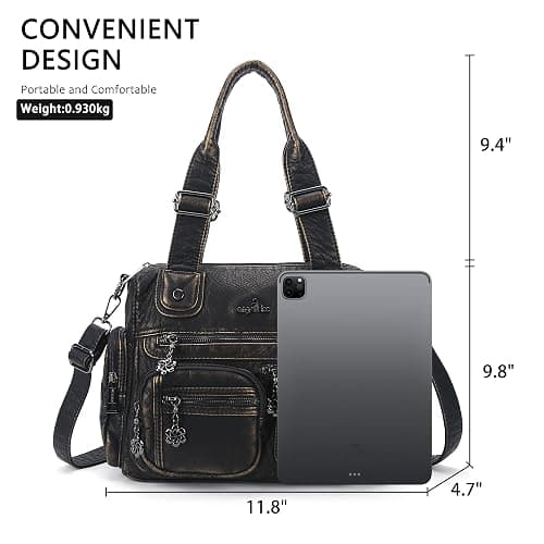 Angel Kiss Large Purses for Women Multi Pocket Hobo Handbag Ladies Tote Satchel Bag Soft Leather Shoulder Bag - Bronze thumbnail 3