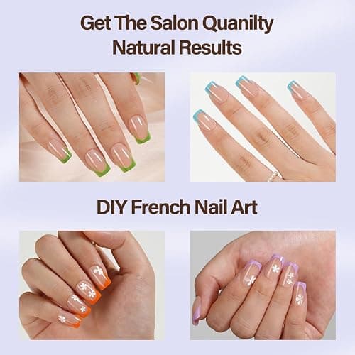 Misssix XBASICTIPS French Tip Press On Nails, 150 Pcs Short Square French Gel Nail Tips, Soft Gel Pre-shaped No File Need Fake Nails for Nail Art DIY Extension Designs, 15 Sizes thumbnail 5