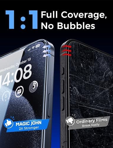 MAGIC JOHN 2 Pack for iPhone 15 Pro (6.1 inch) Tempered Glass Screen Protector, Auto Dust-Elimination Installation, Bubble Free, Dynamic Island Compatible, HD Clear, Easy Installation thumbnail 7