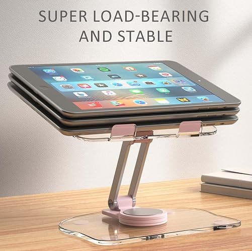 XIYIASUN 360 Degree Rotating Mobile Tablet Stand, Adjustable Tablet Holder-Adjustable Foldable Desktop Table Holder Base,Multi-Angle, Non-Slip Silicone Base,Portable iPad Stand for Desk thumbnail 4