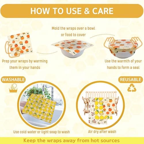 Reusable Beeswax Wrap - 9 Pack Beeswax Wraps for Food, Eco-Friendly Beeswax Food Wraps, Bread Sandwich Wrapper - Organic, Sustainable, Zero Waste, Reusable Plastic-Free Food Storage Wrap, 1XL, 3M, 5S thumbnail 5
