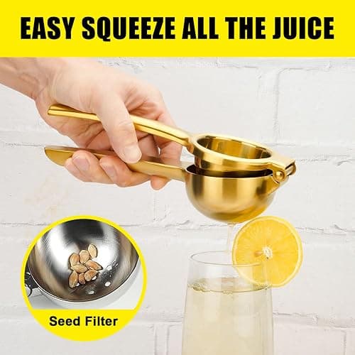 SHIKORI Lemon Squeezer, Large Heavy Duty Handhelp Juicer for Lemon, Stainless Steel Hand Press Citrus Juicer, Lime Squeezer Bar Tool, Manual Citrus Press (Gold) thumbnail 6