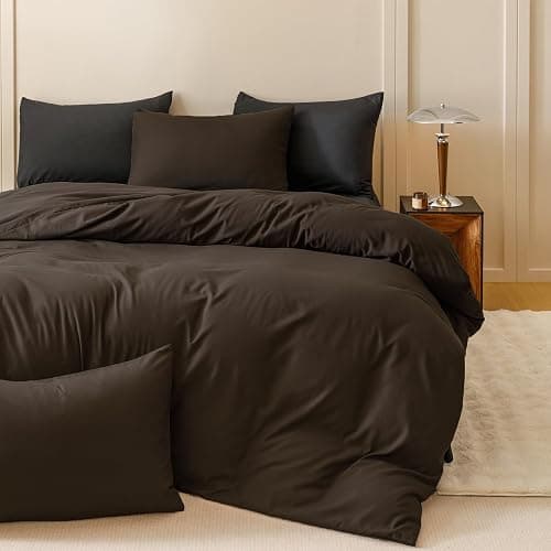 KAREVER Dark Brown Comforter Set Queen Size Deep Brown Bedding Set 3 PCs Deep Coffee Color Comforter Set Fluffy Blanket Queen Size thumbnail 4