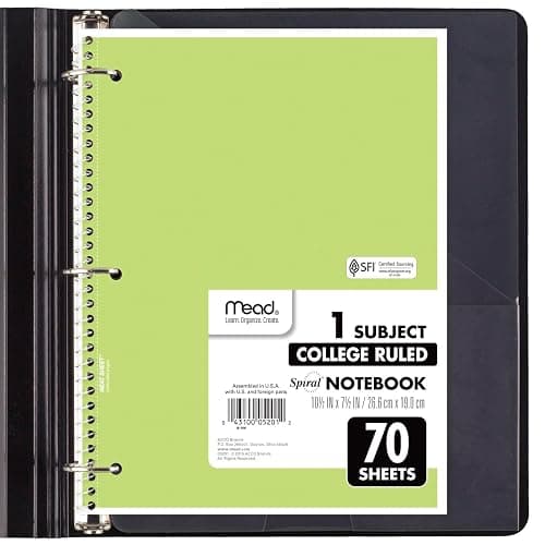 Mead Spiral Notebooks, 6 Pack, 1-Subject, College Ruled Paper, 8" x 10-1/2", 70 Sheets, Assorted Pastel Colors (830049) - Pastel Colors thumbnail 4
