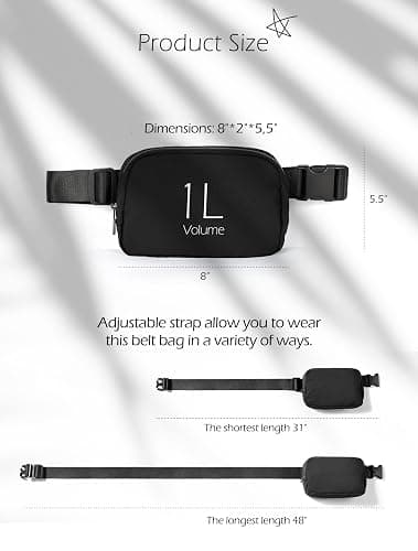 ODODOS Unisex Mini Belt Bag with Adjustable Strap Small Fanny Pack for Workout Running Traveling Hiking, Black thumbnail 7