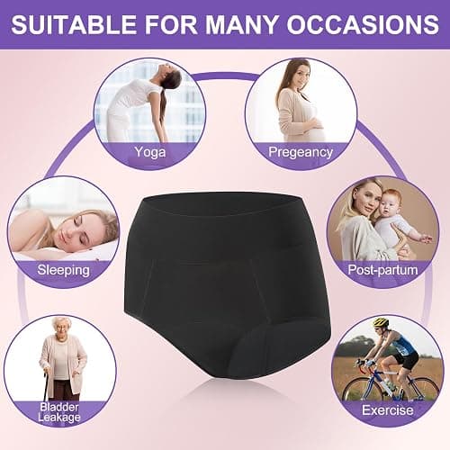Chicloop Period Underwear for Women Heavy Flow, Extra High Waist Strong Absorbency Leakproof Postpartum Menstrual Panty Brief thumbnail 7