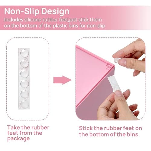 Vtopmart 4Pack Small Stackable Storage Drawers, Bathroom Makeup Organizer,Plastic Storage Bins For Vanity, Undersink, Kitchen Cabinet, Pantry, Home Organization(Pink) thumbnail 7
