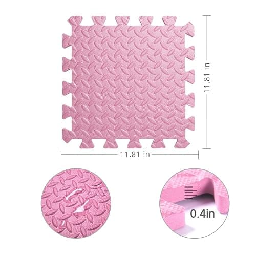 Foam Play Mat for Baby, 0.4 Inch Thick Foam Interlocking Floor Mats, Soft Non-Toxic Baby Playmat, Solid Colored Puzzle Play Mat Kids Floor Mats, 16 Tiles, Beige/Loli Pink - Beige/Loli Pink thumbnail 8