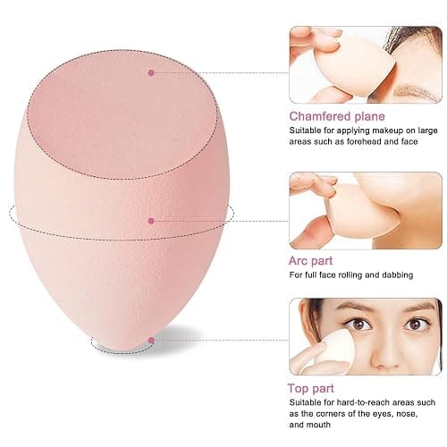 MAGIMODAC 6pcs Make Up Velvet Powder Puffs & 4pcs Makeup Sponges Set, Professional Beauty Make-up Set Triangle Face Powder Puff Dry Wet Use for Foundation Cream and Powder (Pink) thumbnail 5