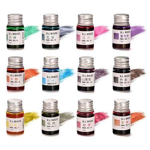 AOKUY – Lot de 12 encres de calligraphie colorées Pour écriture, dessin, journal thumbnail 3