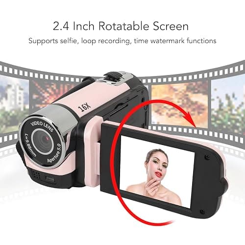 1080P Video Camera, 16MP Camcorder, 16X Digital Zoom, Vlogging Camera with Fill Light, 1/4 Inch Thread Hole, 2.4 Inch Rotatable Screen, USB Recorder (-2214230150514) thumbnail 2