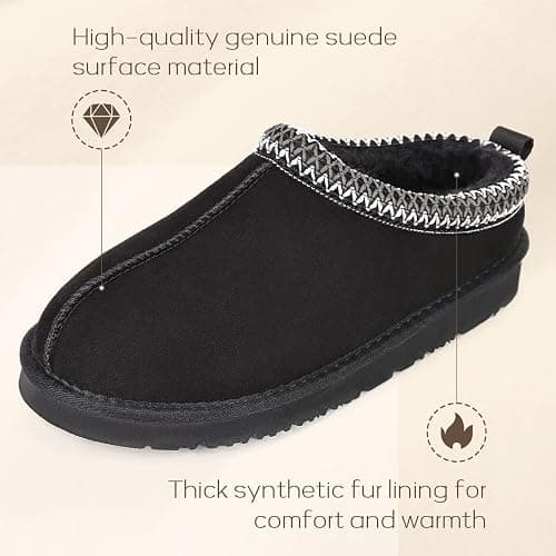 OOW Genuine Suede Slippers for Women with Memory Foam Fuzzy House Shoes for Indoor Outdoor thumbnail 5