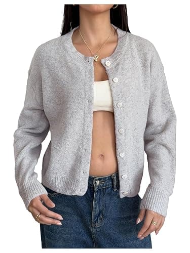 GORGLITTER Women's Button Up Knit Cardigan Open Front Casual Dressy Fall Trendy 2025 Cute Long Sleeve Sweater thumbnail 2