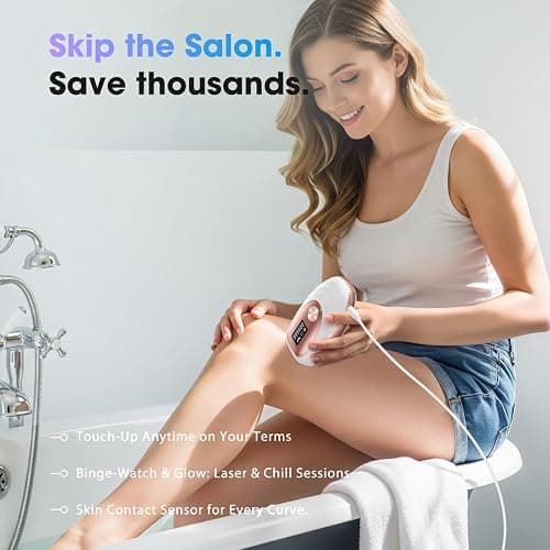 Oreeth Laser Hair Removal Device, at-Home IPL Hair Removal for Women & Men - Safe 45°F Ice-Cooling Contact for Painless & Long-Lasting Results, 86% Hair Reduction in 3 Weeks for Full Body, Gold/White thumbnail 7