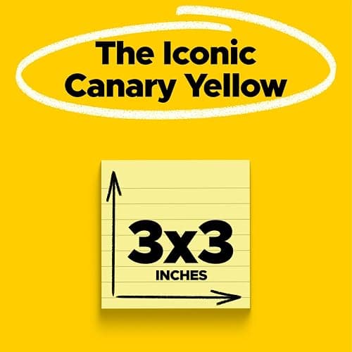 Post-it Notes, 3 x 3 in, The Iconic Canary Yellow Note, 12 Lined Pads | School Supplies and Office Products thumbnail 3