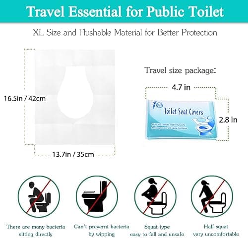 MAIYADUO 60PCS Disposable Toilet Seat Covers, Flushable Toilet Seat Covers for Kids Adults Pregnant Women, Disposable Toilet Seat Cover for Travel, Use in Public Toilets thumbnail 2