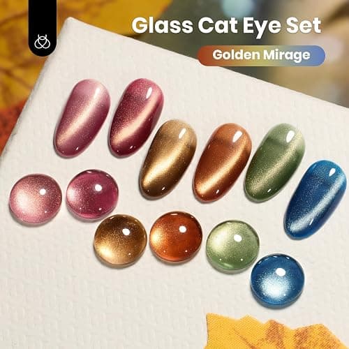 Beetles Golden Mirage Cat Eye Gel Nail Polish Set, 6 Colors Fall Gel | Glitter Gel Nail Polish Kit Pink Red Green Blue Brown Magnetic Shine Soak Off UV Salon DIY Manicure Gift for Women thumbnail 5