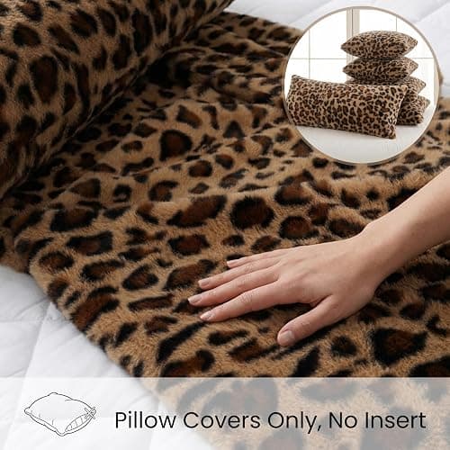 Cheetah Print Throw Pillow Covers 24x24 Set of 2, Fluffy Soft Faux Fur Decorative Throw Pillow Covers24 x 24, Leopard Print Home Decor for Sofa Livingroom thumbnail 4