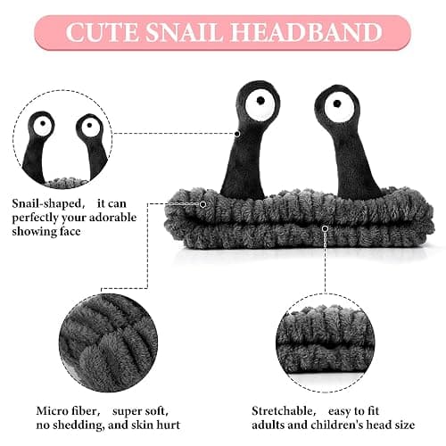 Molain Face Wash Headband, Palm and Snail Spa Hair Bands Makeup Headbands Women Cartoon Cute Coral Fleece Elastic Headband Creative Hair Accessories for Washing Face Shower Sports Beauty Skincare thumbnail 2