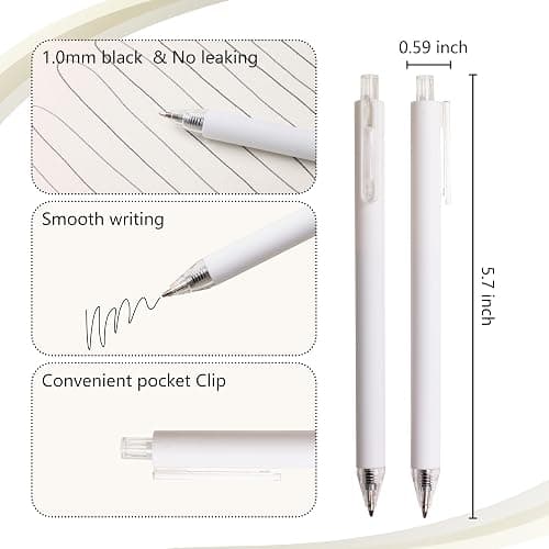 CRYLLIS Pens Bulk, 50Pack Ballpoint Pens for Black Ink Pens,Smooth Writing,No Smear Pens,Office Supplies, Back to School Gifts,Gifts for School Teacher & Mother's Day,1.0mm(White) thumbnail 3