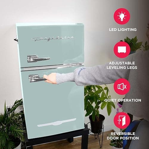 Frigidaire EFR840 Retro Mini Fridge with Freezer & Side Bottle Opener - Small 2 Door Refrigerator for Office Bar or College Dorm Room - 3.2 Cu Ft, Mint thumbnail 4