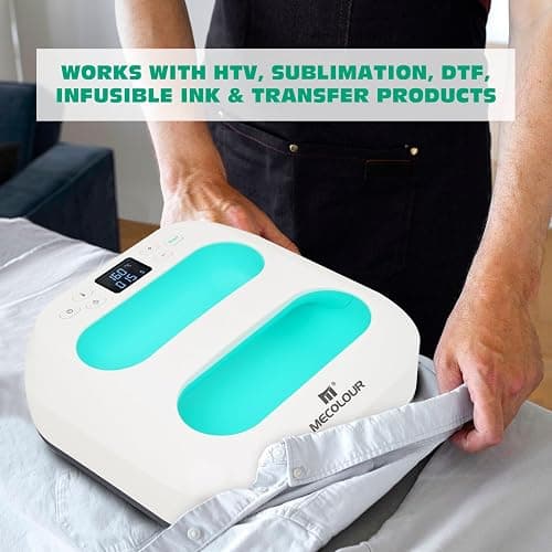 MECOLOUR Heat Press Machine for T Shirts, Portable Heat Press 9"X9" with Heat Press Mat, PTFE Teflon and 8 Pcs Tshirt Ruler Guide, Tshirt Press Machine for Sublimation, HTV, Heat Transfer 110V(Green) thumbnail 7