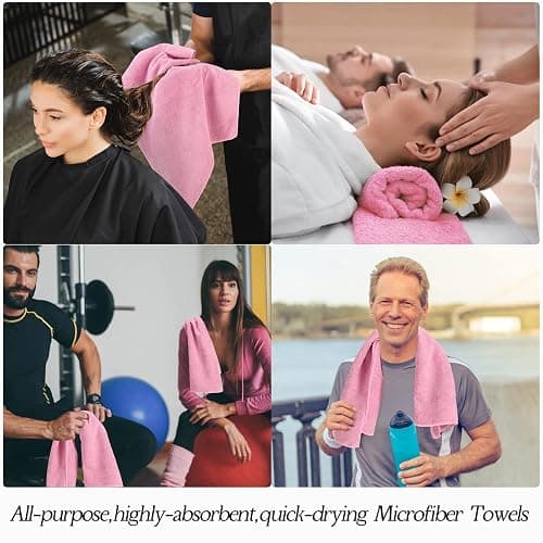 Panelee 36 Packs of Bleach Proof Towels Microfiber Absorbent Salon Towels Bleach Resistant Salon Hand Towels for Gym, Bath, Spa, Shaving, Shampoo, Home Hair Drying, 16 x 28 Inches (Pink) thumbnail 7