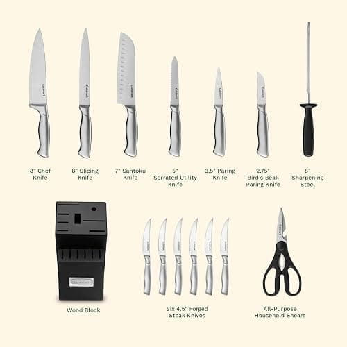 Cuisinart Stainless Steel Hollow Handle 15-Piece Cutlery Block Set, Kitchen Knife Set with Steel Blades for Precise Cutting, Durable Knives with Ergonomic Handles, C77SS-15PK thumbnail 5