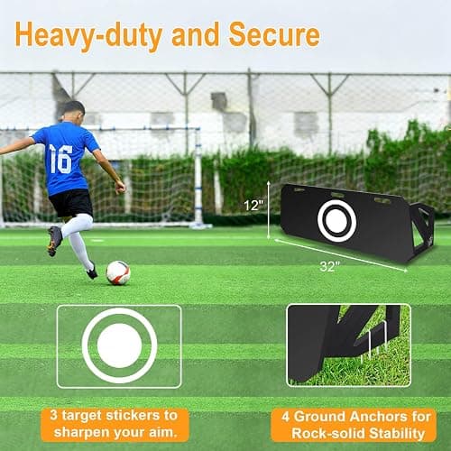 3-Angle Soccer Rebounder Board, Portable Wall for Passing, Shooting | Heavy-Duty HDPE,90°/60°/35°Adjustable Angles,for Backyard & Indoor,Target Stickers & Ground Stake Included,Patent D1121073 thumbnail 3