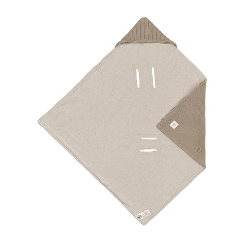 LÄSSIG Baby Strickdecke für Autositz Autositzdecke Einschlagdecke Babyschale 100% Bio-Baumwolle GOTS taupe thumbnail 3