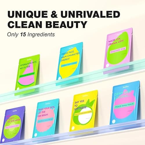 ZealSea Clean Beauty Face Masks Skincare, Minimalism 15 Ingredients Sheet Mask, Deep Hydration Facial Mask for Bouncy & Glowing, Sleepover Spa Party Supplies, Women Teen Girl Gifts Trendy Stuff, 7Pack thumbnail 7
