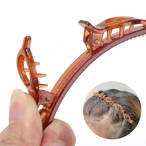 acDesign 4 Pcs Headband with Clips, Professional Weave Bangs Hairstyle Hairpin Headband, Clip Headbands for Women (2Black and 2Red) thumbnail 3