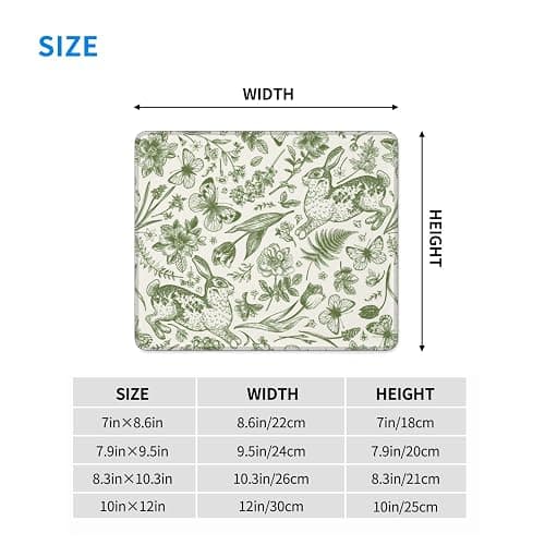 Floral Mouse pad,Green Mouse pad,cottagecore Gift,Mouse pad Aesthetic,Botanical Mouse pad,Small Mouse pad,8.3 * 10.3 Inches,Non-Slip Mouse Pad thumbnail 5