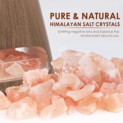 SALKING 2-in-1 Himalayan Salt Lamp Diffuser, Cool Mist Humidifier, Aromatherapy & Himalayan Salt Therapy, 100% Pure Himalayan Salt, Ultrasonic Essential Oil Diffuser with Ambient Glow, 150ml (Dark) thumbnail 2