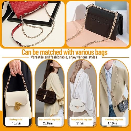 4 Different Sizes Purse Chain, Purse Strap Replacement Crossbody for Handbags, Shoulder, Crossbody Bag, Gold Purse Chains for Handbags, Bag Strap (15.75 in, 23.62 in, 31.5 in, 47.24 in) thumbnail 7