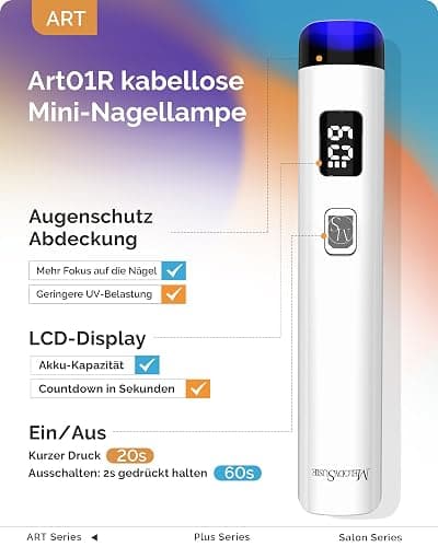 MelodySusie Portatif Lampe UV Ongles Gel avec Support, Mini Rechargeable Lampe Sèche Ongles avec 2 Minuteries, Séchage Rapide, Lampe à Ongles avec Affichage LED thumbnail 2