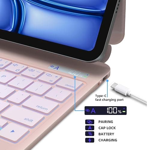DVWDVW Keyboard Case for iPad Air 11 inch (M3 /M2 2025/2024) & iPad Pro 11 (4th/3rd/2nd/1st Gen), iPad Air 5th/4th Magic Case，Multi-Touch Trackpad,7 Colors Backlight Pink thumbnail 4