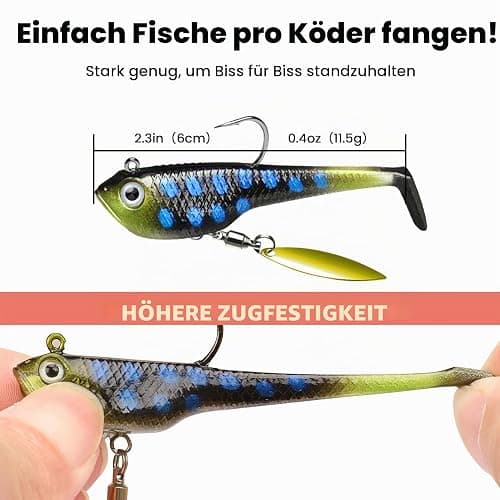 TRUSCEND Einfacher Fang Gummifische mit BKK-Haken, Besondere Vibrierende Schwimm- & zitternde Jigging-Aktion für mehr Bisse, tolle weiche Köder für Barsch, Forelle, Hecht, Zander, EIN Familienmuss thumbnail 4