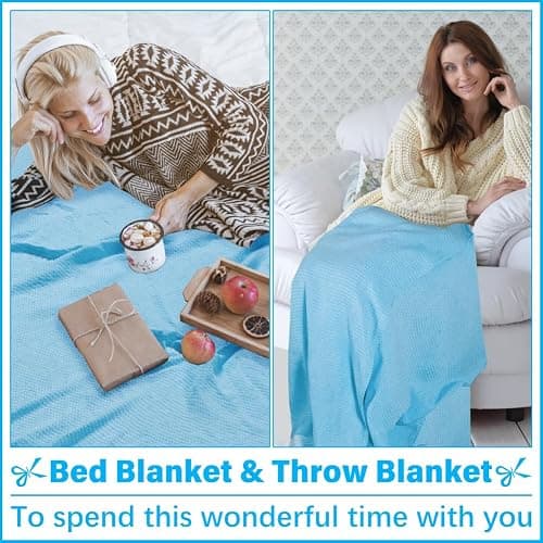 Oversized Turkish Beach Towel Blanket XXL Cotton Sandproof Towels Boho Woven Extra Large Big Sand Free Giant Throw Blankets Huge Quilt XL Picnic Camping Necessities Cloud For Adult Gifts Blue thumbnail 5